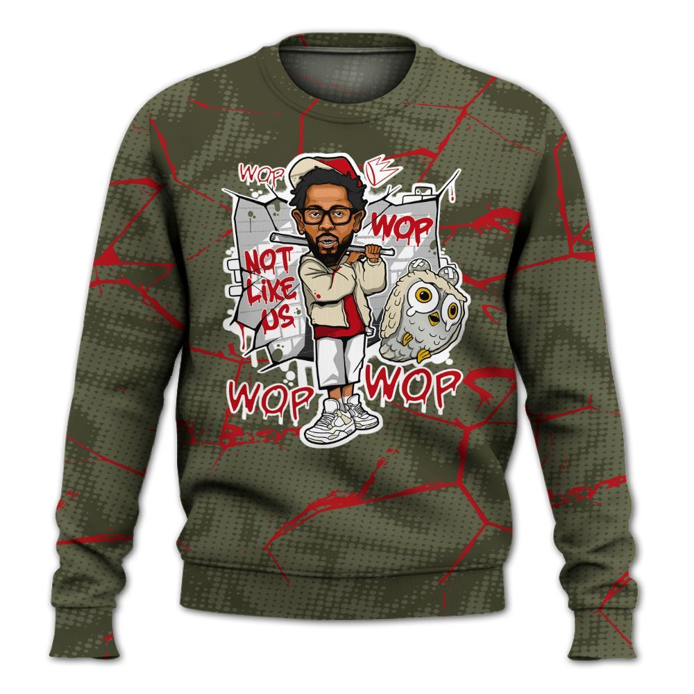 Sweatshirt To Match Travis Scott Low OG Medium Olive 1s - None Like ComptonCity Graphic Crack All Over Print