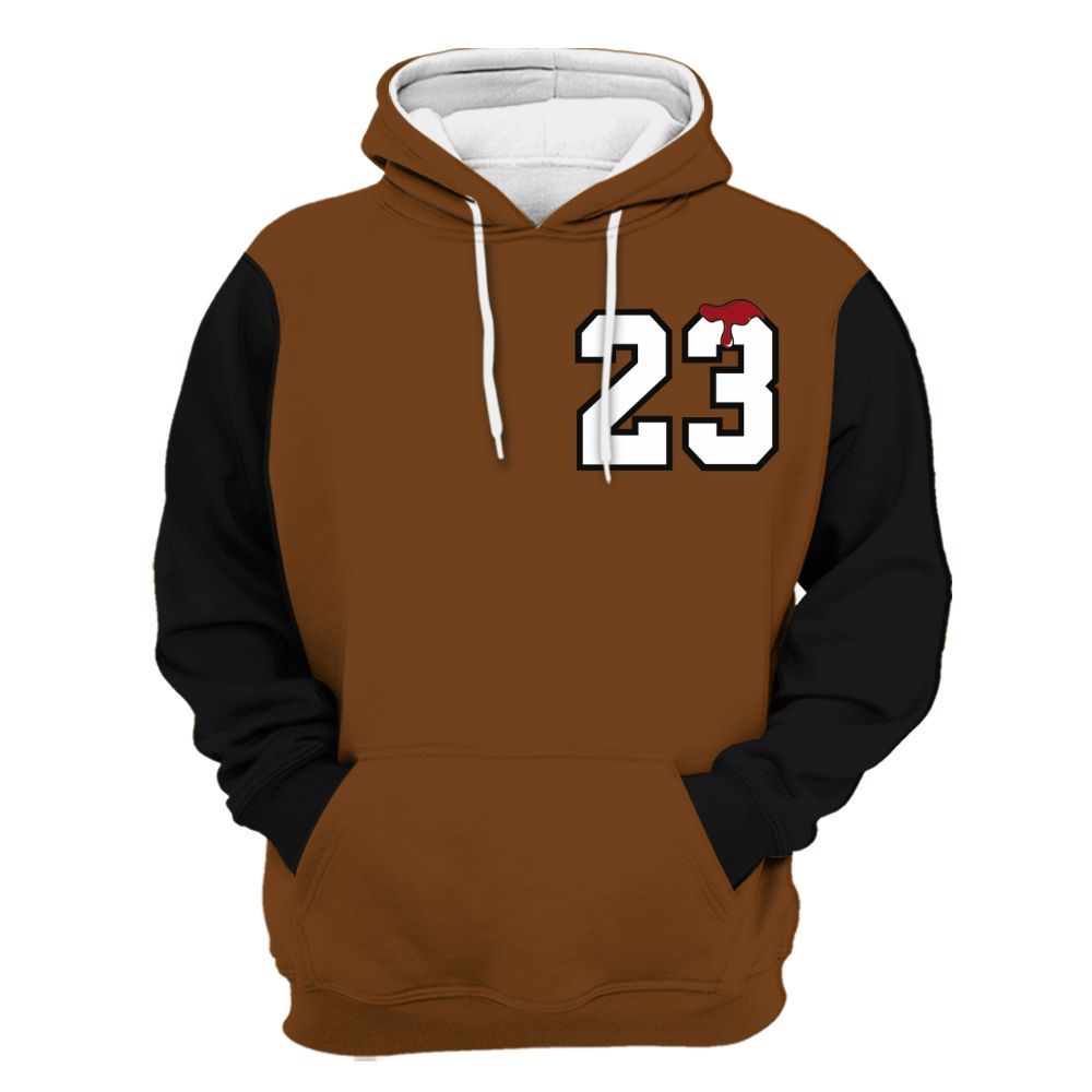 Hoodie To Match Archaeo Brown 5s Varsity Jacket, Custom Name Number 23 Drip All Over Print