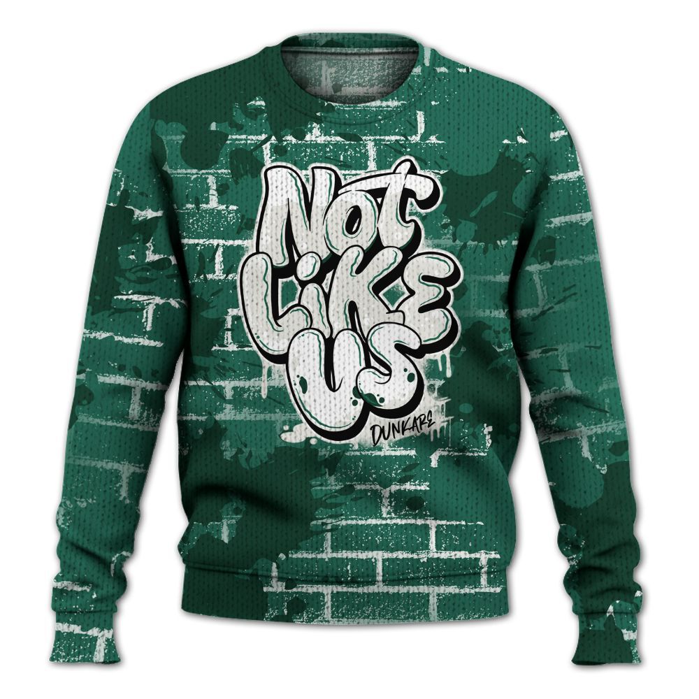 Knitted Sweater To Match Oxidized Green 4s - None Like Us Graphic Brick Art