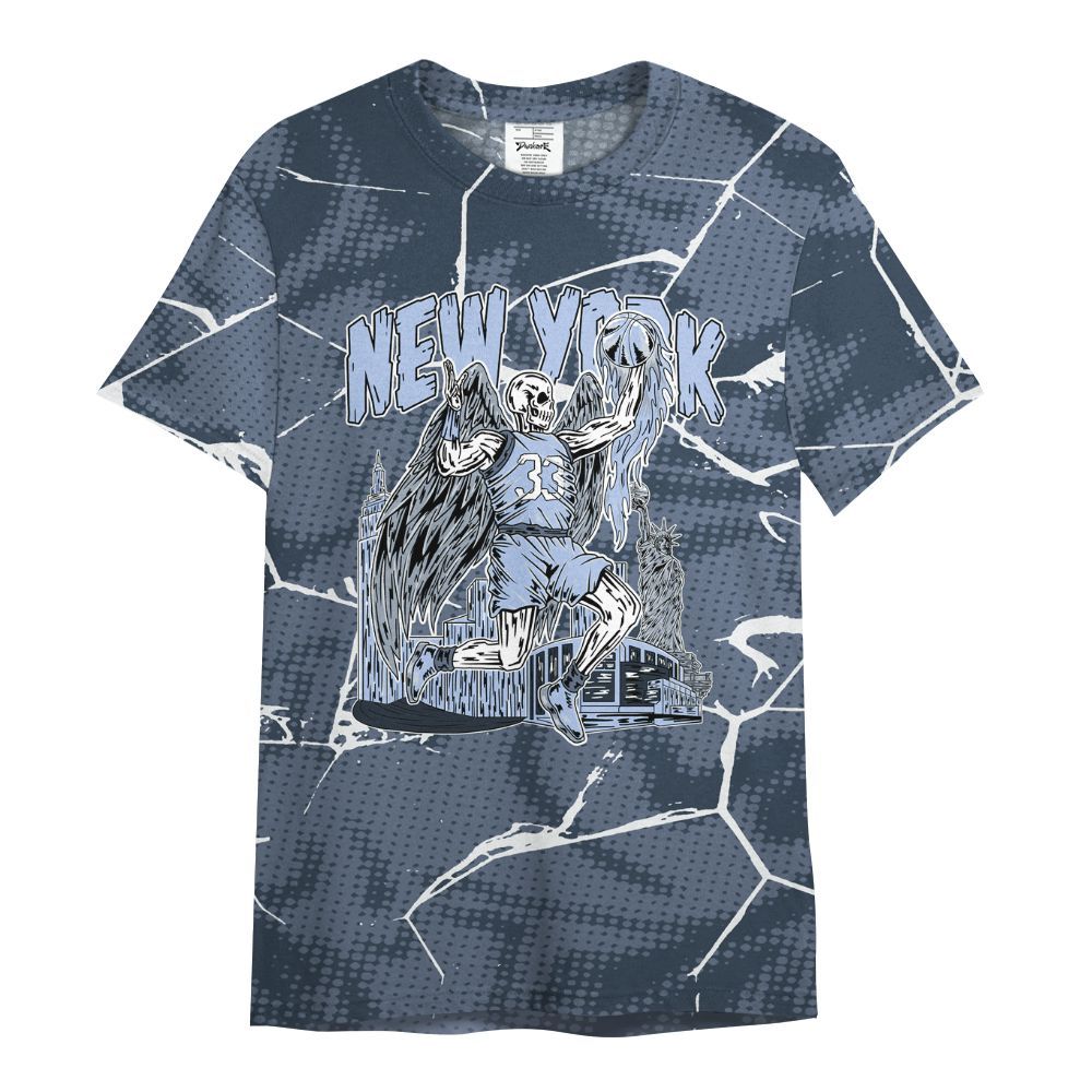Shirt To Match Low Diffused Blue 11s - Ewing Era Skeleton Crack All Over Print