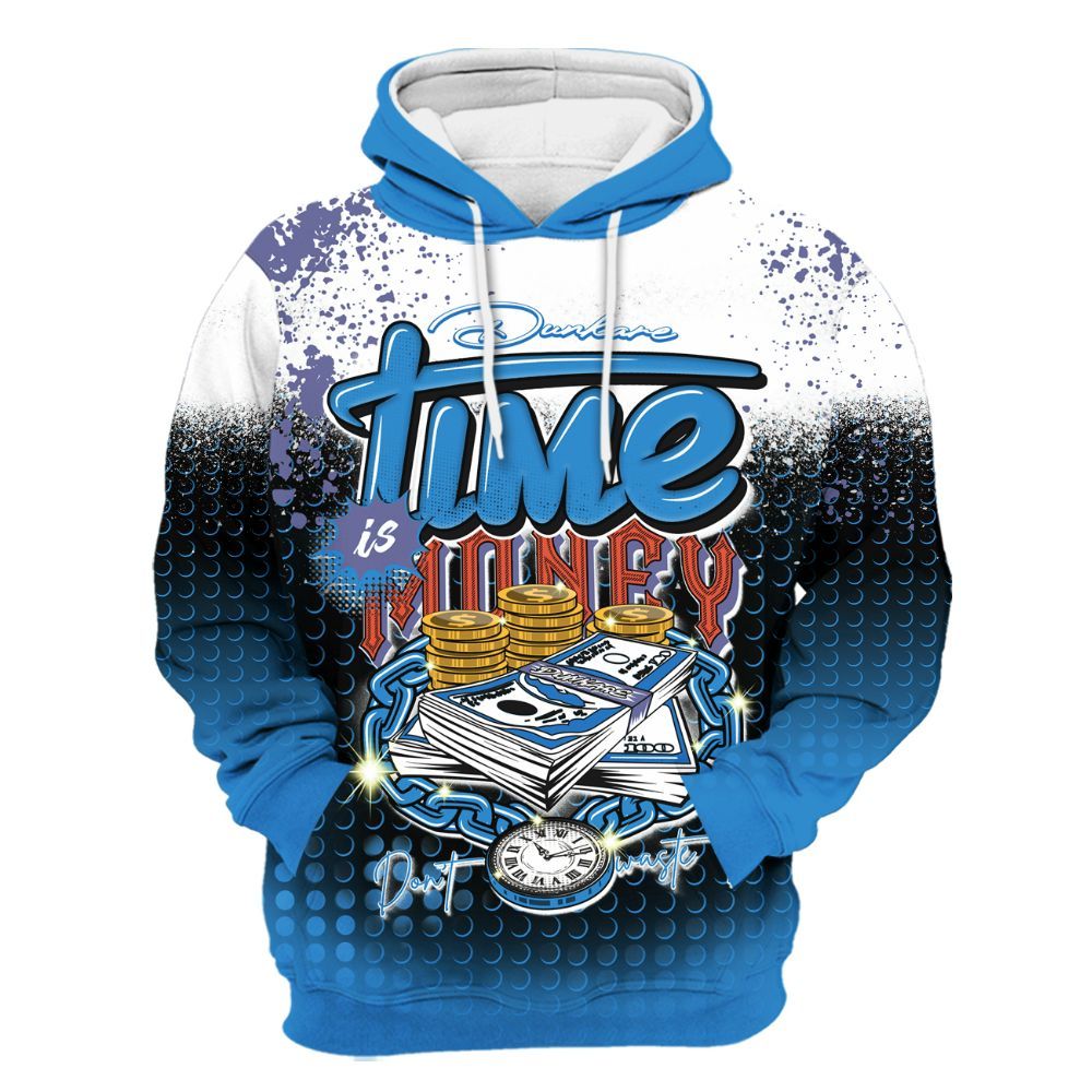 Hoodie To Match Hi-Res Blue 700s - Halftone Time Is Money All Over Print