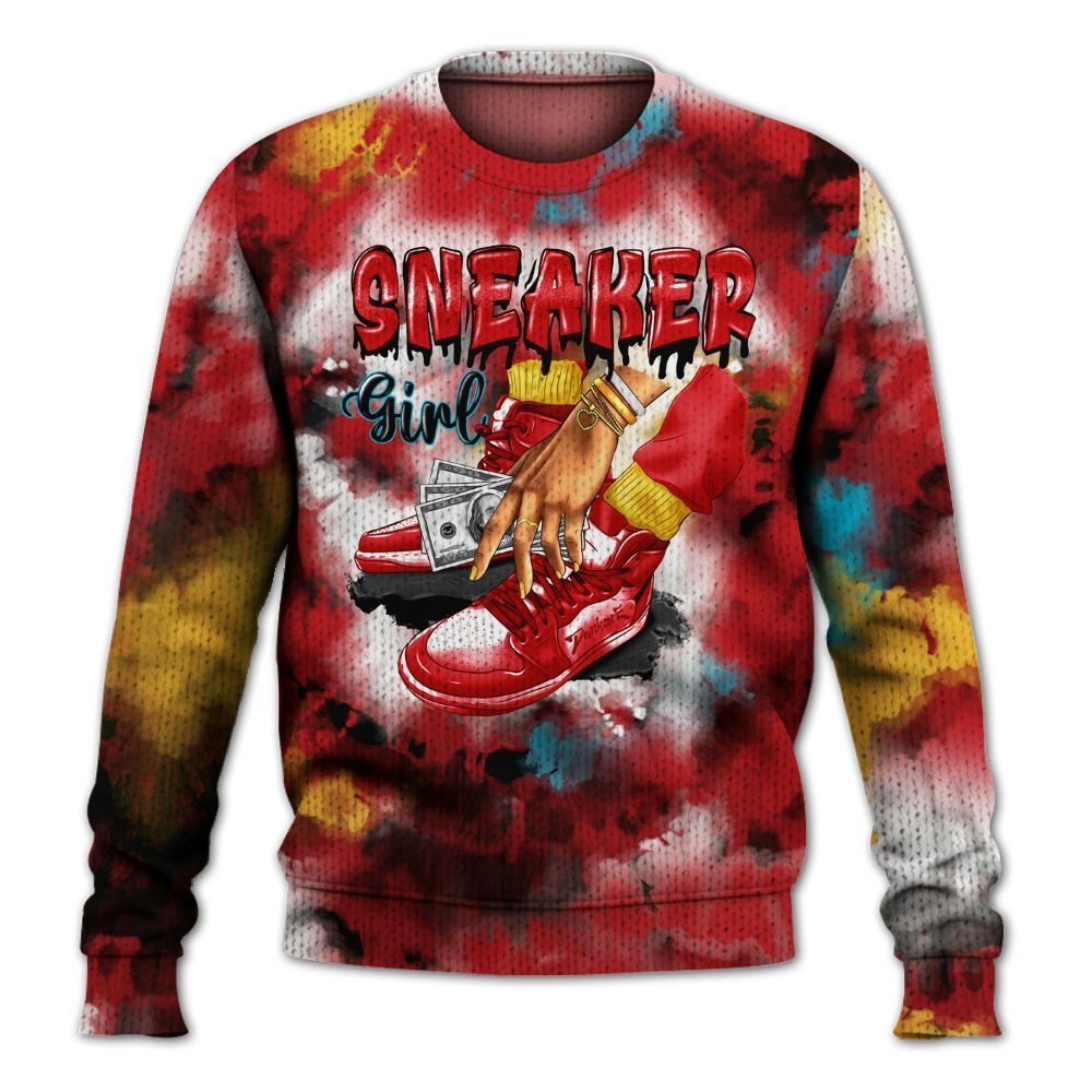 Knitted Sweater To Match Dunk Low Fruity Pebbles - SNEAKER Girl Money Drip Tie Dye