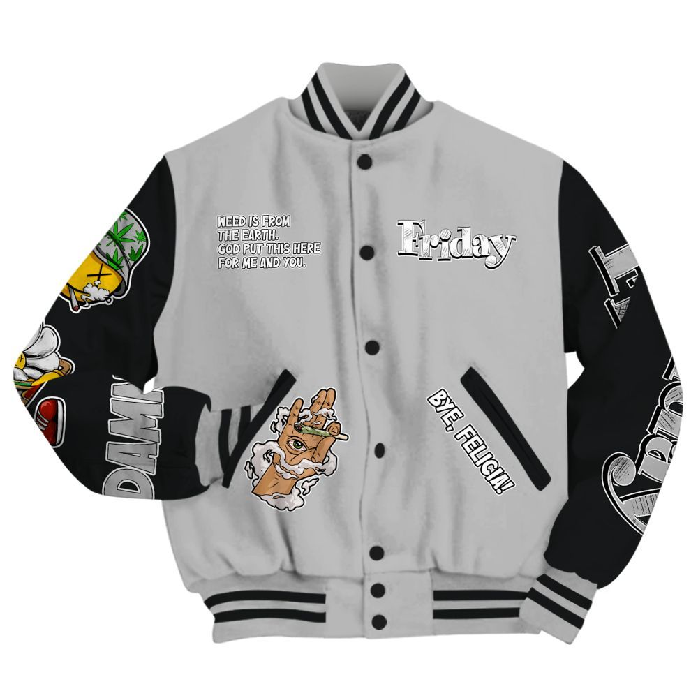 Varsity Jacket To Match Low 85 Metallic Black 1s - Friday Sneaker Stress Style All Over Print