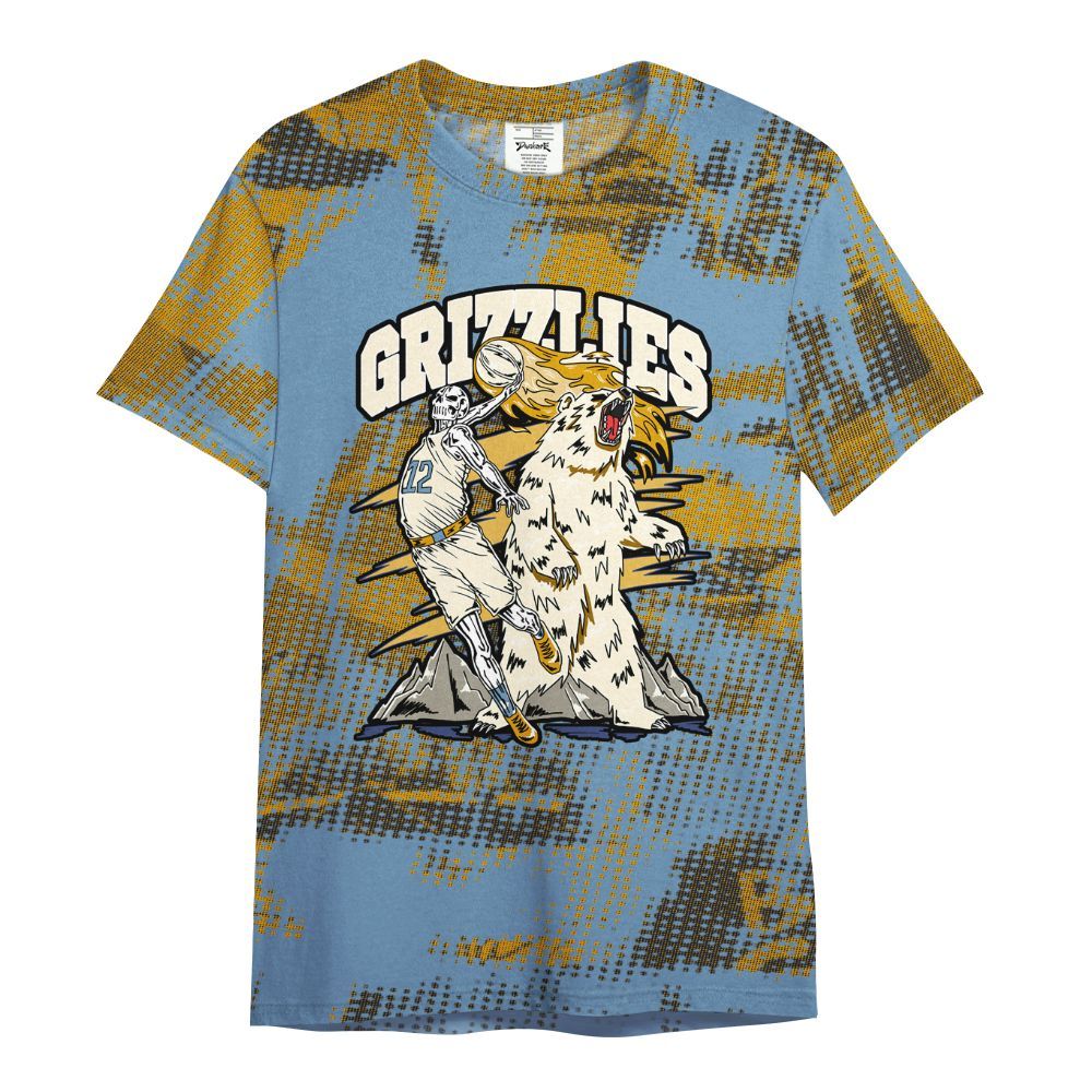 Shirt To Match High OG First In Flight 1s - Grizzly Bear Skeleton Brown Sugar All Over Print