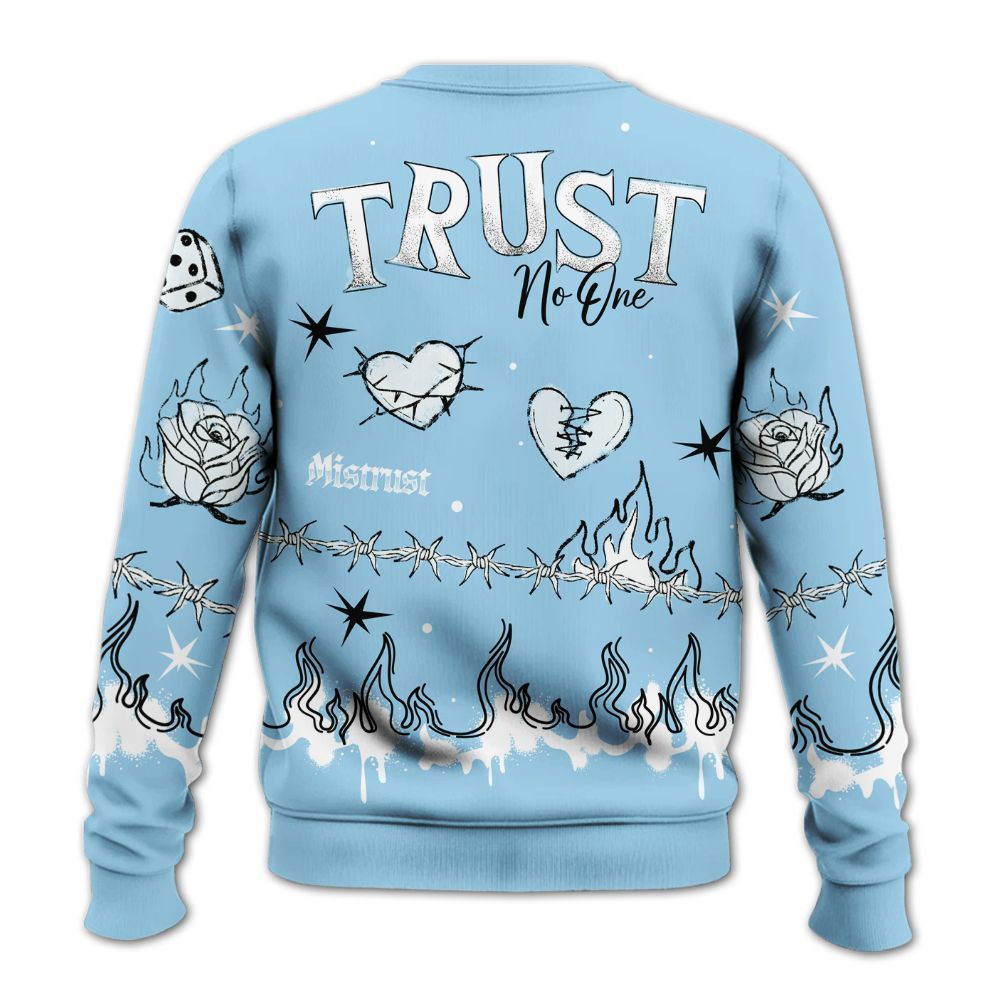 Sweatshirt To Match Legend Blue 11s - Trust No One Snake-Bite Doodle Crayon All Over Print