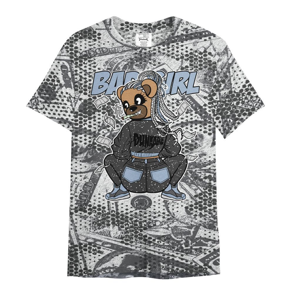 Shirt To Match Reverse Black White 6s - Rebellious Girl Bear Banknotes Art All Over Print