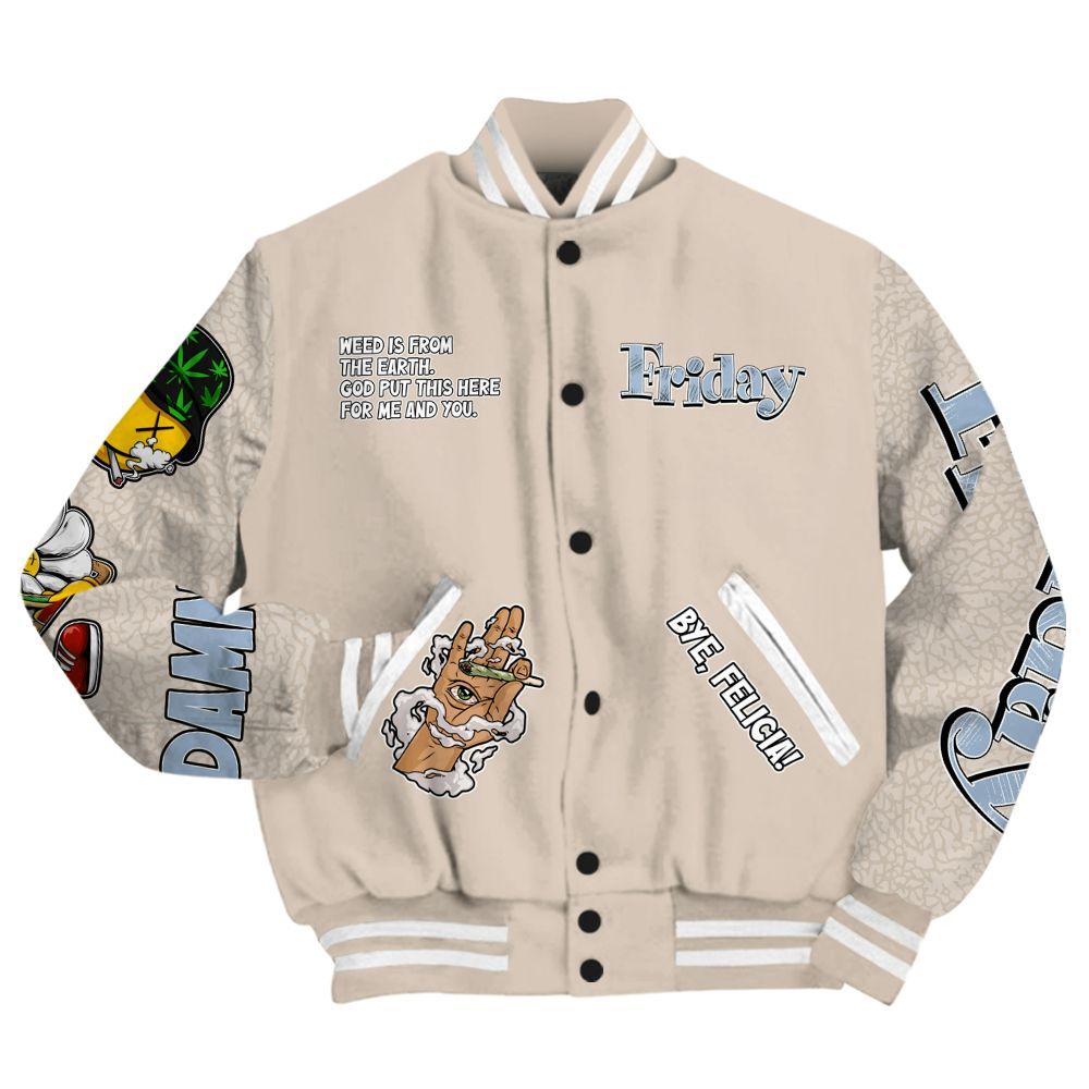 Varsity Jacket To Match Desert Sand 3s - Friday Sneaker Stress Style All Over Print