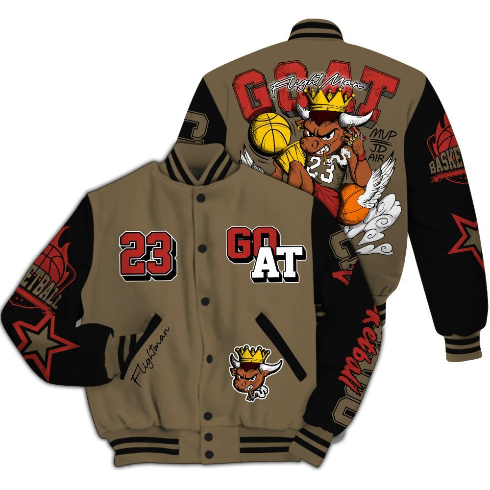 Varsity Jacket To Match Olive 9s - FlightMan G.O.A.T Number 23 All Over Print