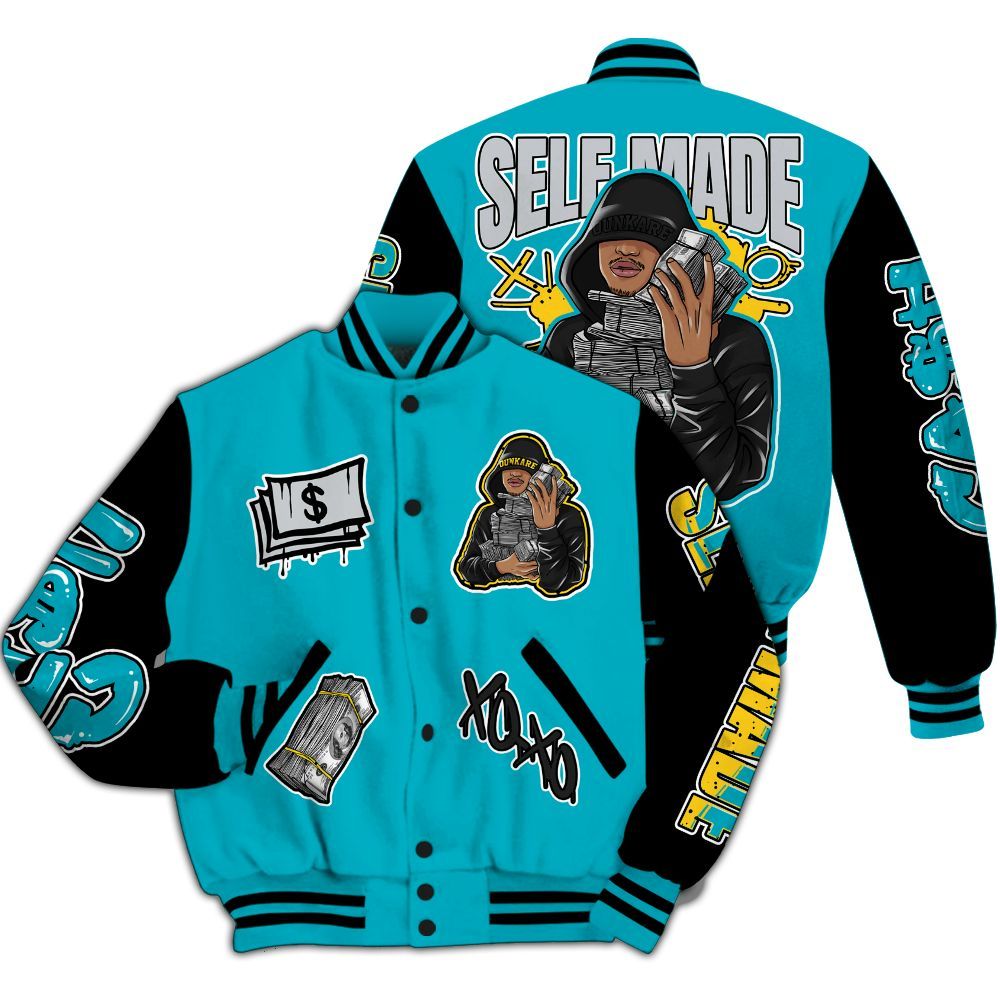 Varsity Jacket To Match Retro Aqua 5s - Selfmade Unique All Over Print