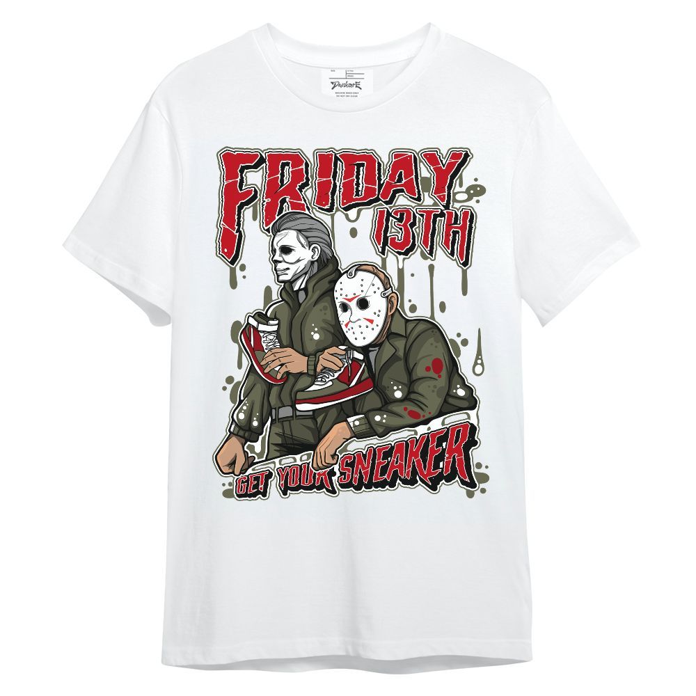 Shirt To Match Travis Scott Low OG Medium Olive 1s - Friday Halloween Sneakers Graphic Unisex Shirt