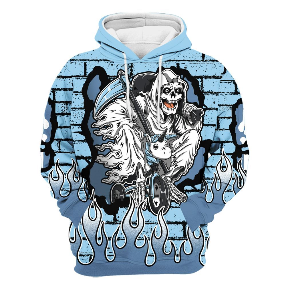 Hoodie To Match Legend Blue 11s - Self Make Skeleton Crashed All Over Print