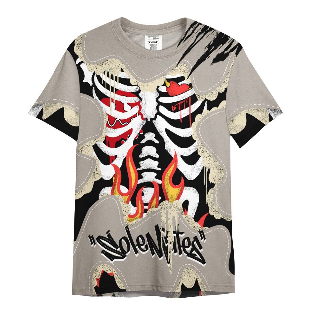 Shirt To Match El Grito 5s - Skeleton Burning Heart Drip All Over Print