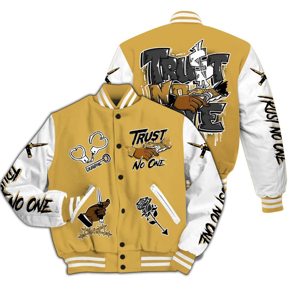 Varsity Jacket To Match Retro Light Ginger 14s - Trust No One Dripping All Over Print