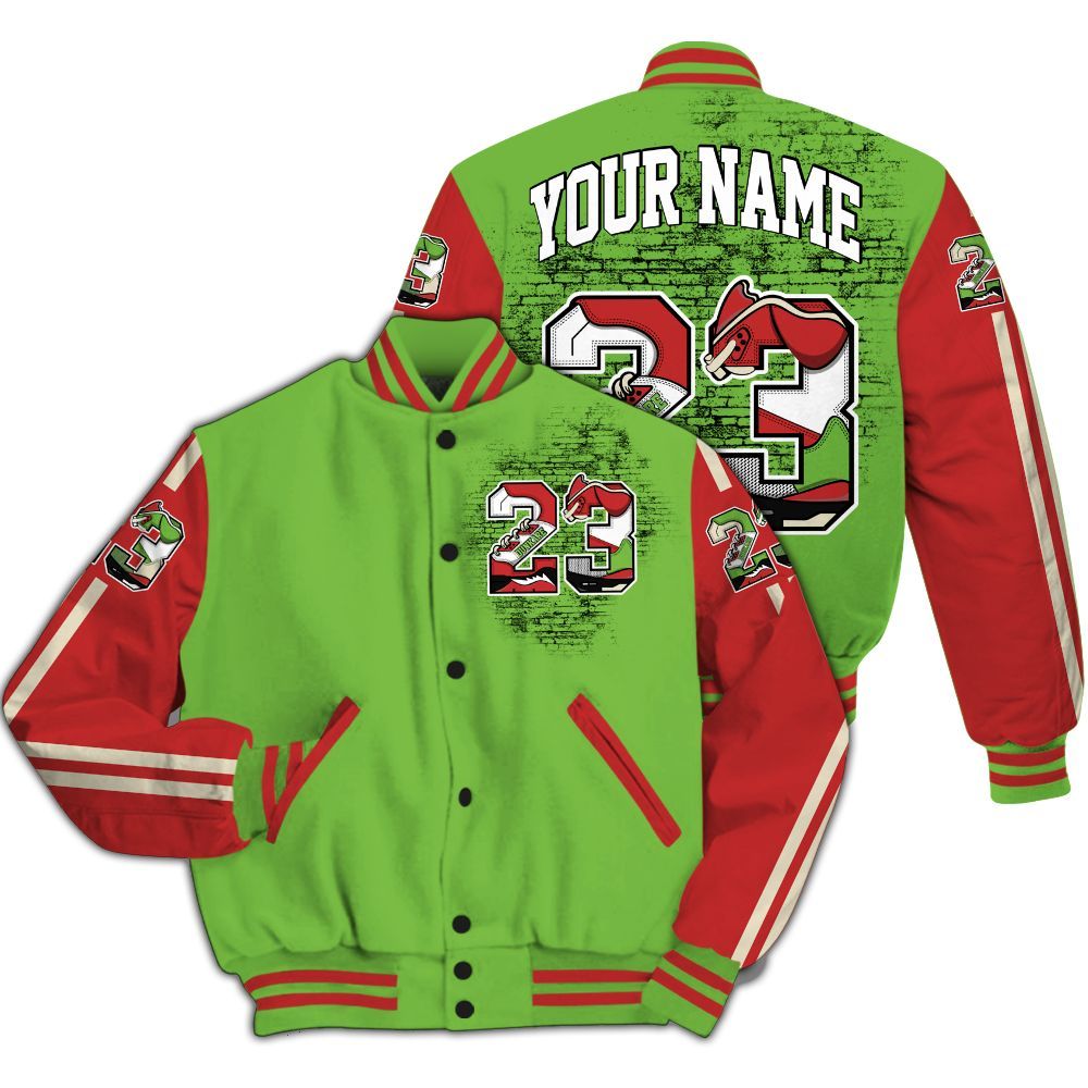 Varsity Jacket To Match Air Max Waffle SP Action Green - Custom Name Number 23 5s All Over Print