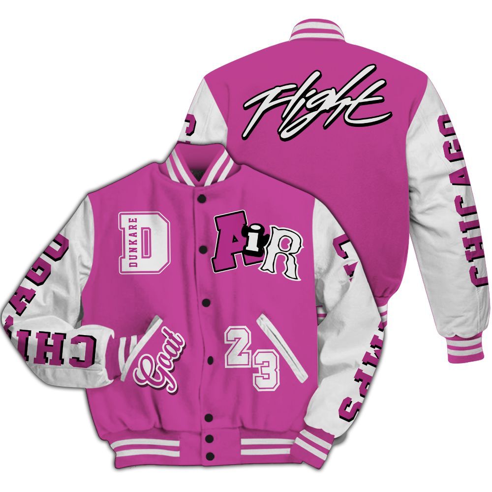 Varsity Jacket To Match Dunk Low Active Fuchsia - AIR Number 23 GOAT All Over Print