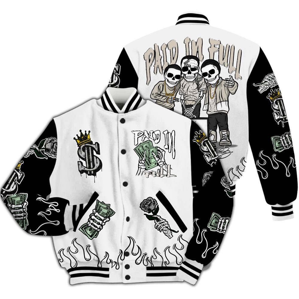 Varsity Jacket To Match Retro Reverse Metallic 5s - Fire Everybody Paid In All Over Print