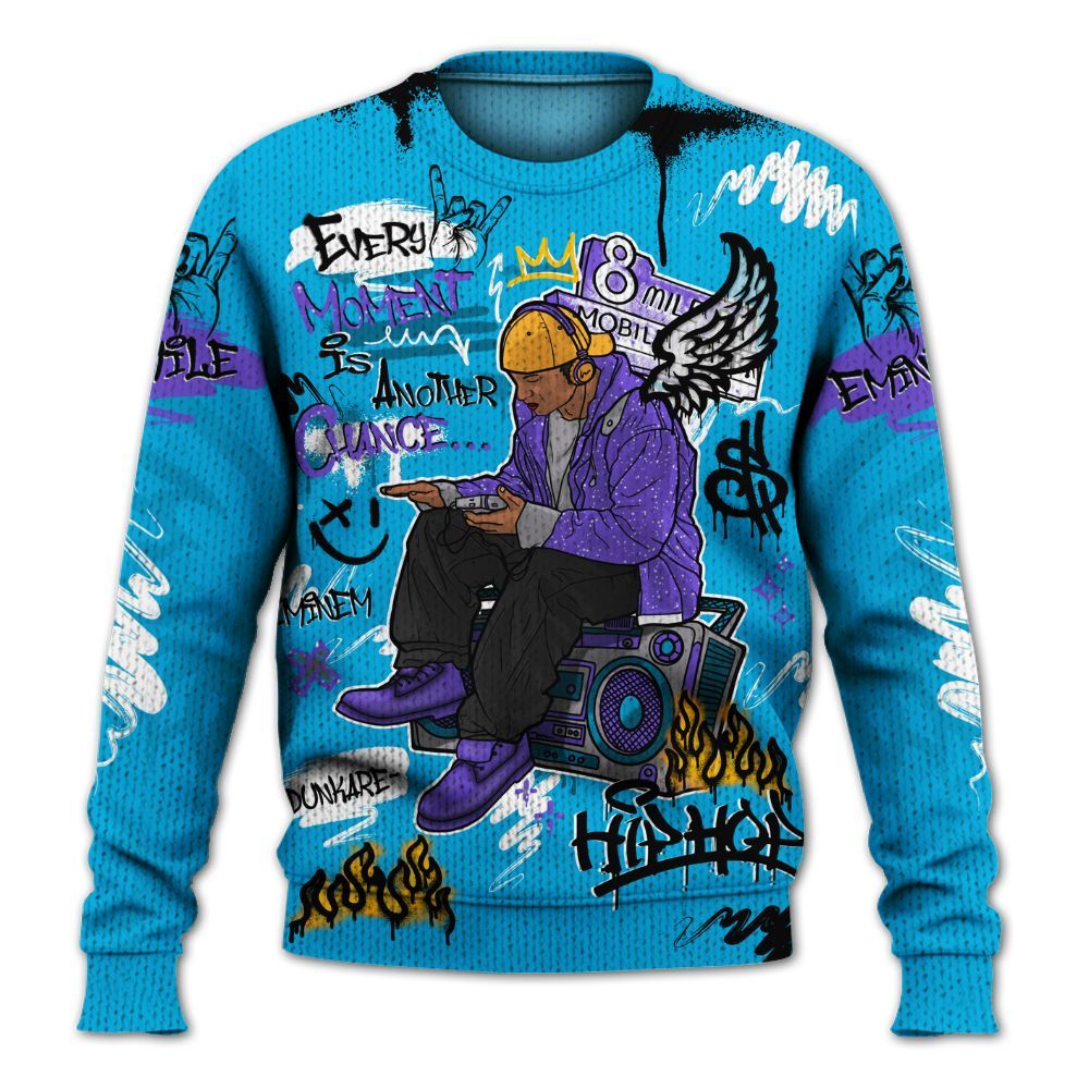 Sweater To Match Retro Aqua 8s - 8Mile Movie Graffiti Graphic