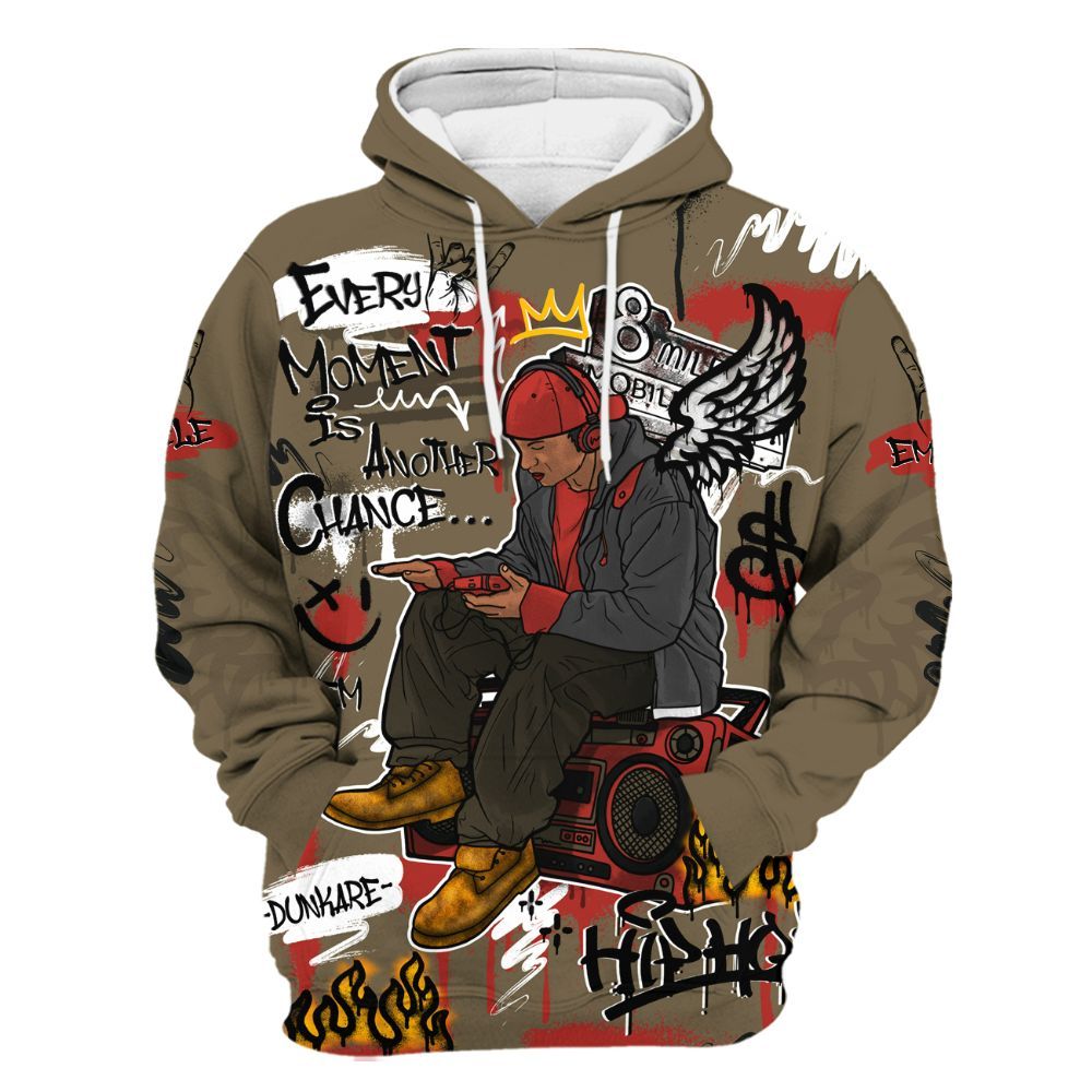 Hoodie To Match Olive 9s - 8Mile Movie Graffiti All Over Print