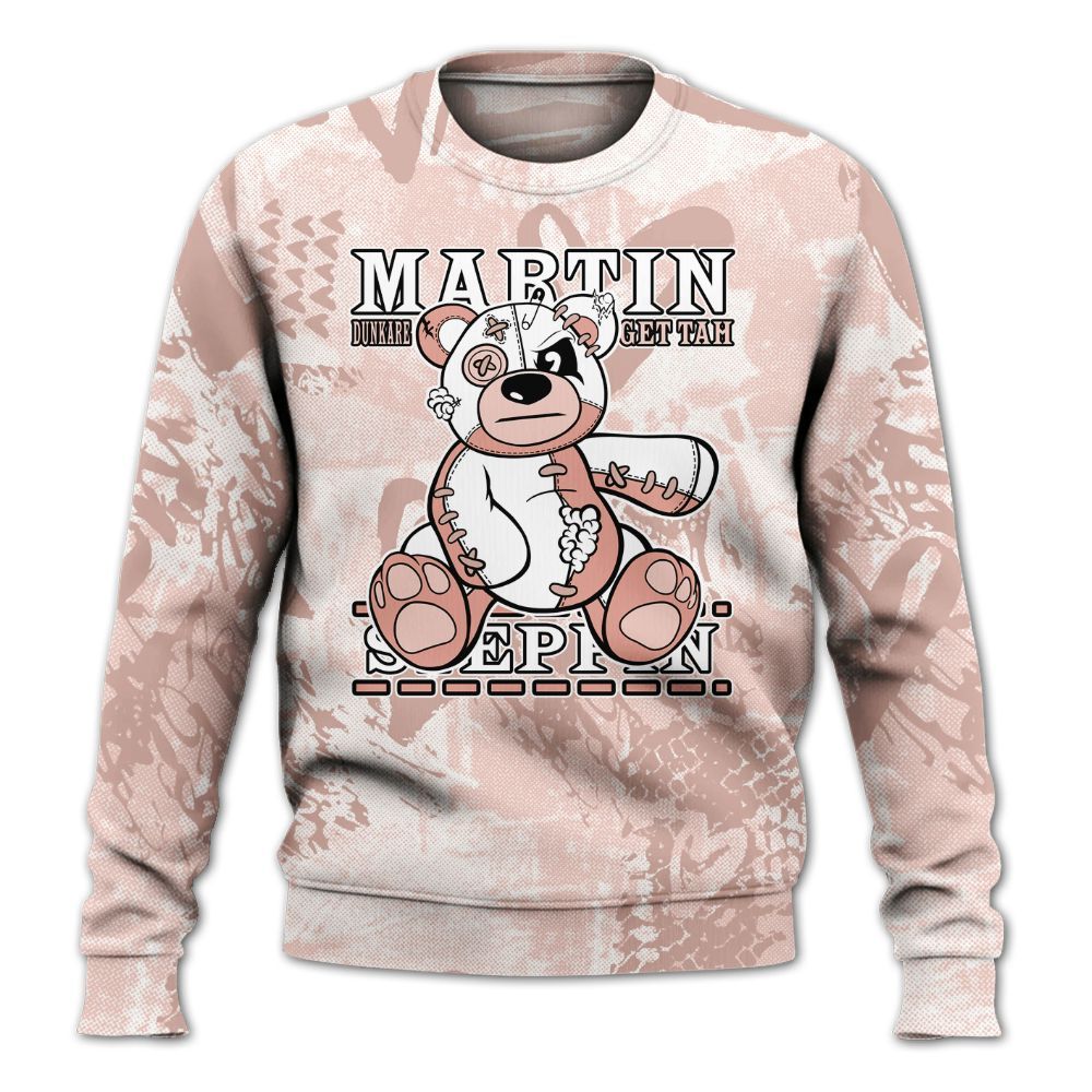 Sweatshirt To Match Low Legend Pink 11s - Tah Steppin Bear Heart Grunge All Over Print