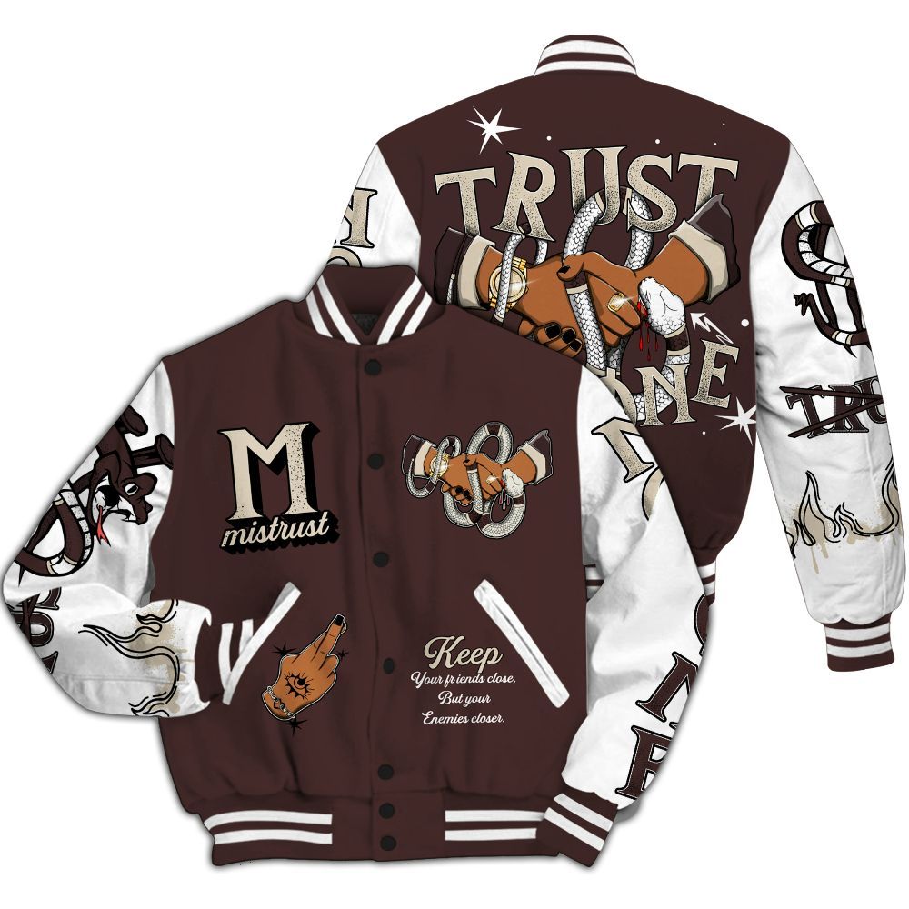 Varsity Jacket To Match Burgundy Crush 3s - Trust No One Snake-Bite Street Style All Over Print
