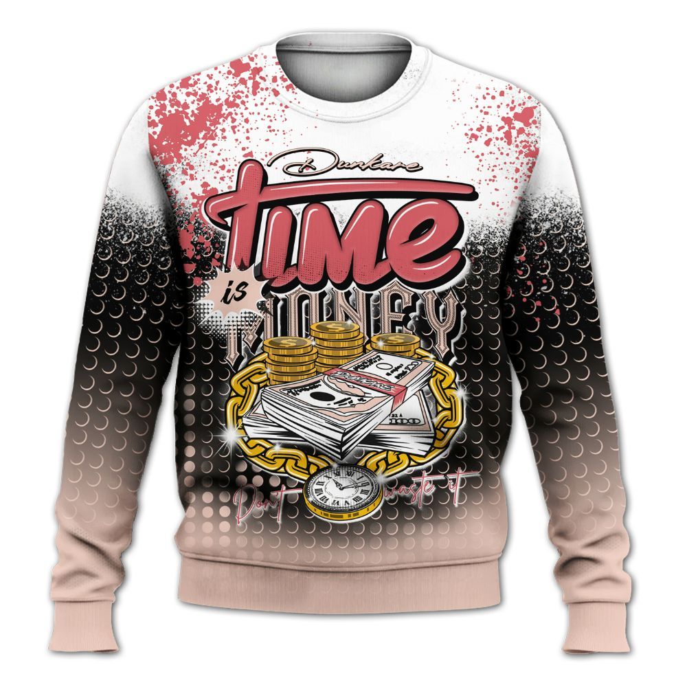 Sweatshirt To Match Washed Coral 2s Shirt, Halftone Time Is Money All Over Print