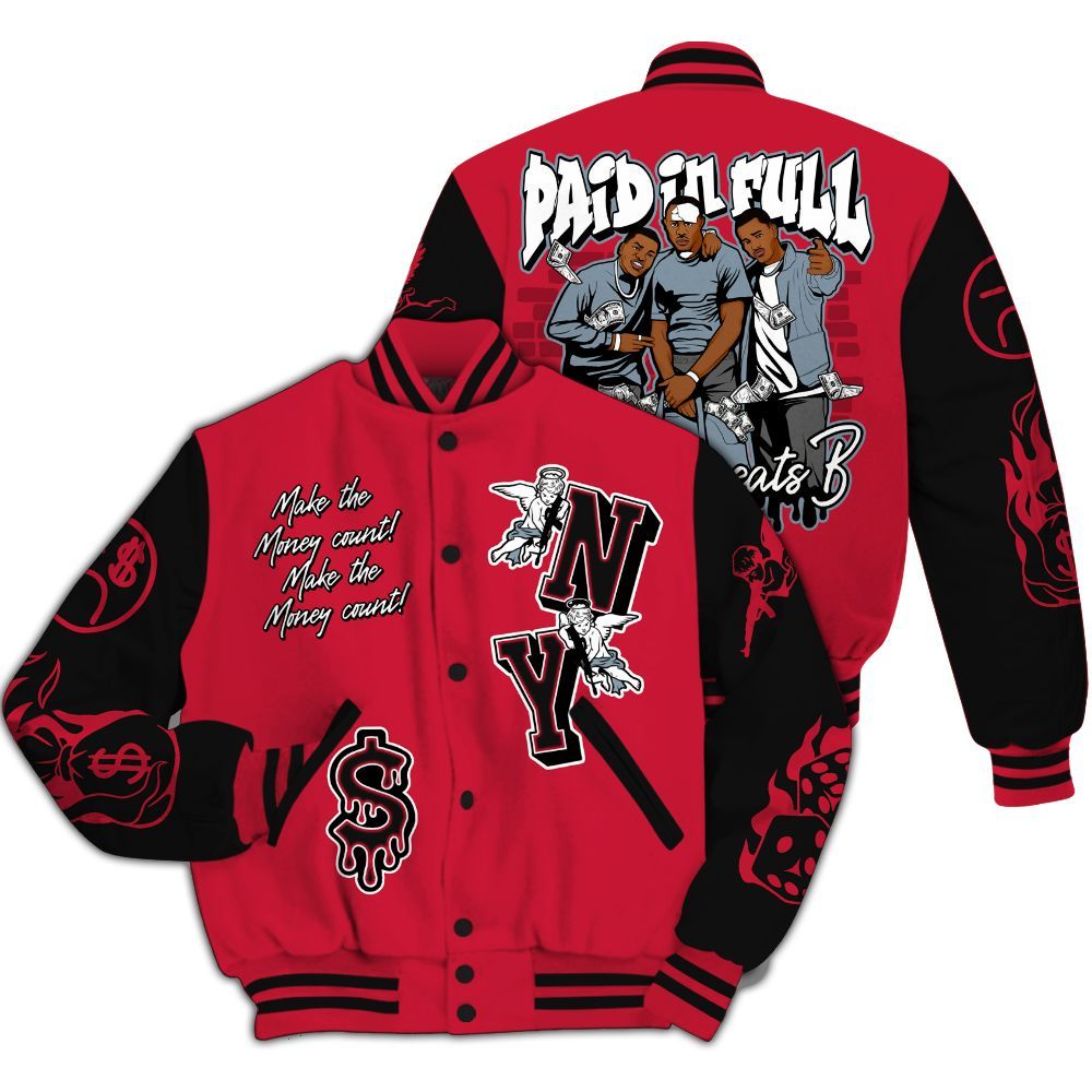 Varsity Jacket To Match Retro Infrared Salesman 6s - Paid In Full Money Graphic Varsity Jacket All Over Print