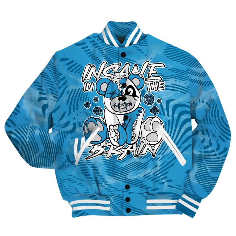 Varsity Jacket To Match Powder Blue 9s Shirt - Insanes Bear Fume All Over Print
