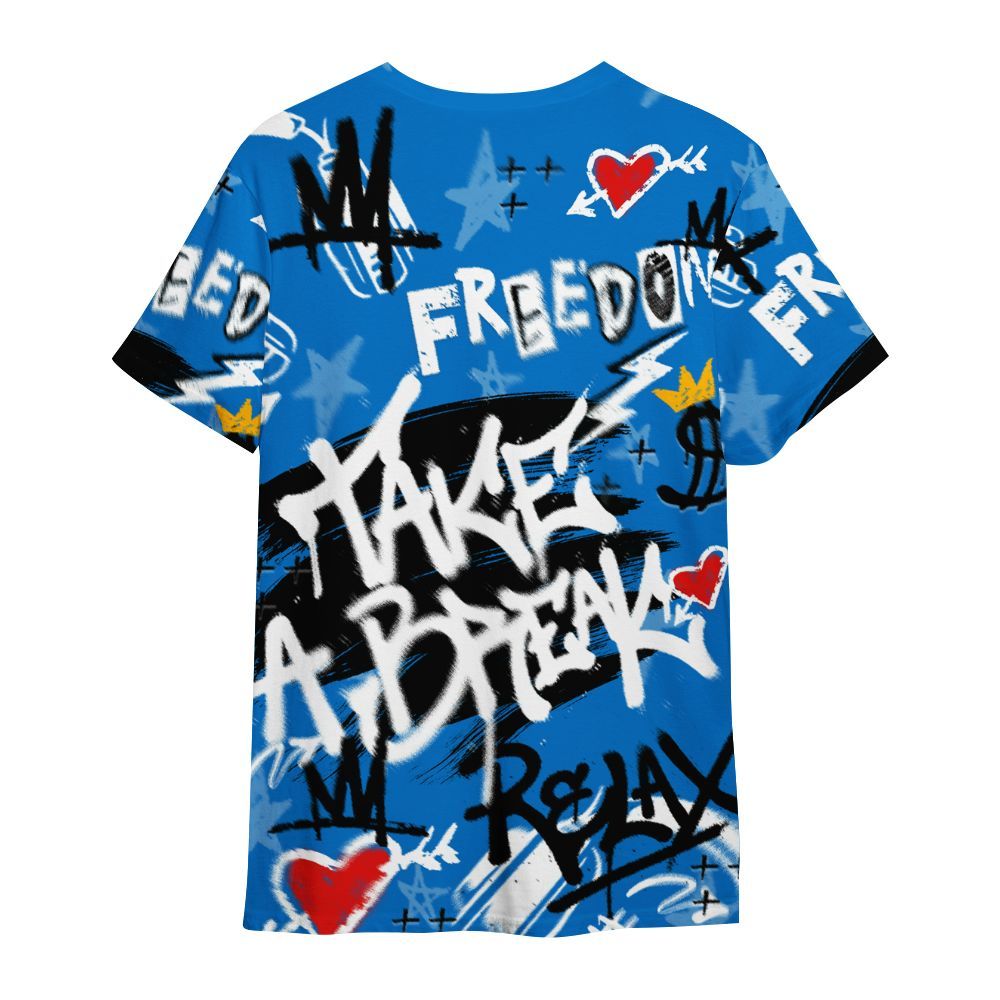 Shirt To Match Low Game Royal 1s - Take Break Freedom Graffiti Streetwear All Over Print