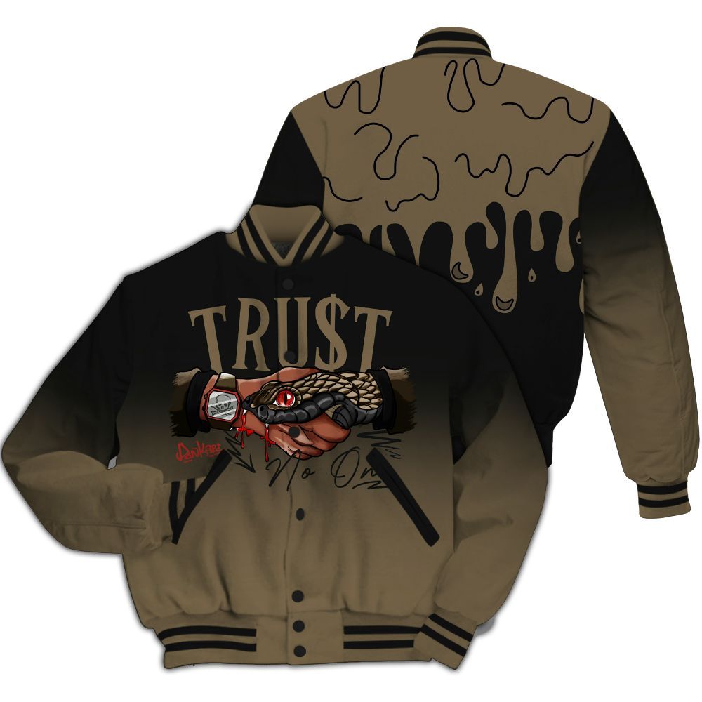Varsity Jacket To Match Olive 9s - Trust No One Drip Streetwear All Over Print