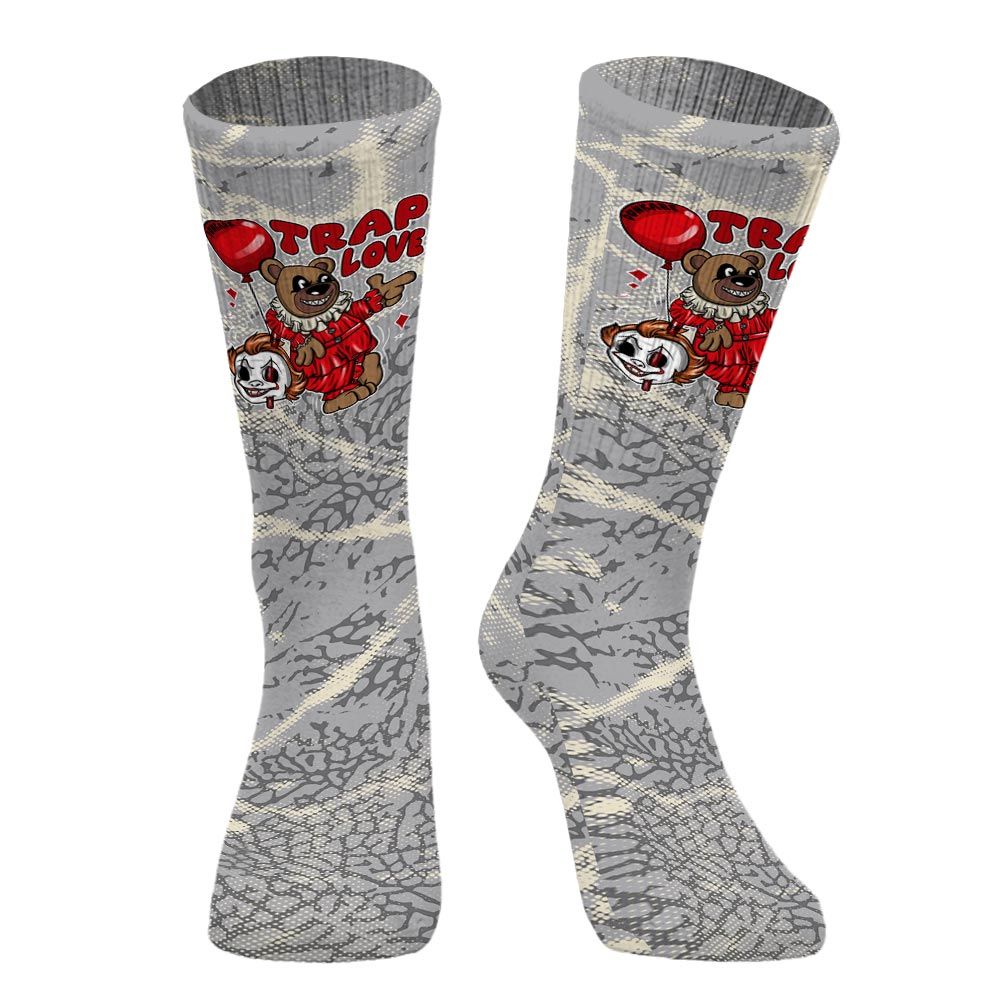 Sock To Match Cement Grey 3s - Trap Loves Bear Profound