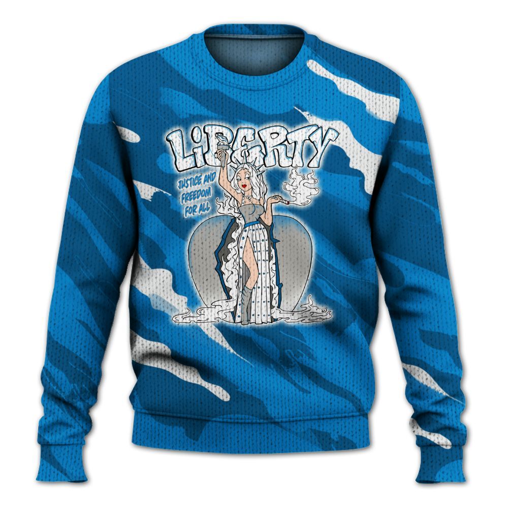 Knitted Sweater To Match Military Blue 4s - Midwest Cartoon Colored