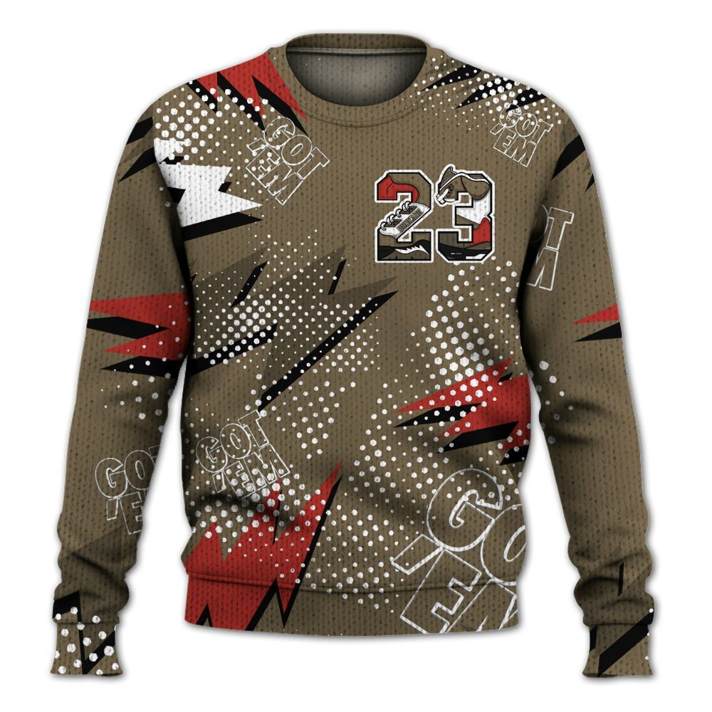 Knitted Sweater To Match Olive 9s - Custom Name Number 23 5s