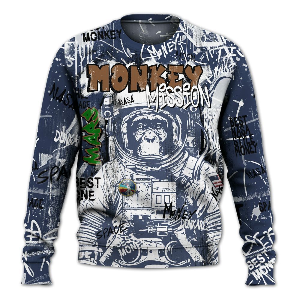 Sweatshirt To Match Midnight Navy 13s - Monkey Misson Space All Over Print