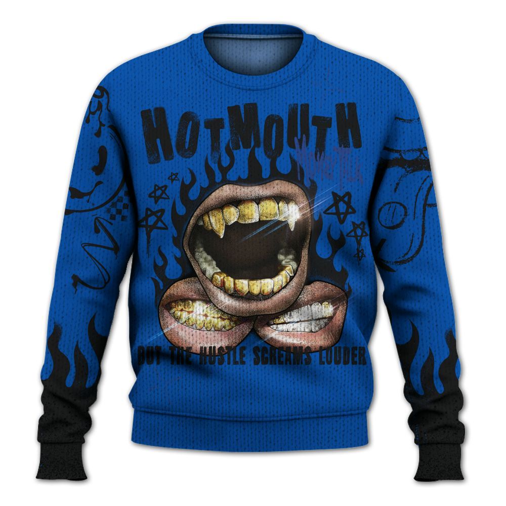 Knitted Sweater To Match Racer Blue 5s - Mouth Burning Street Style
