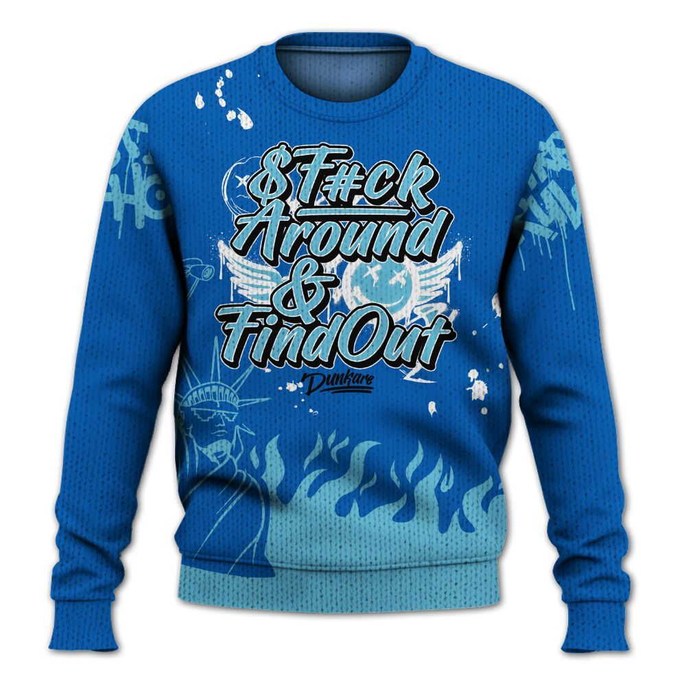Knitted Sweater To Match Dunk Low Argon - Graphic Fck Around Find Out