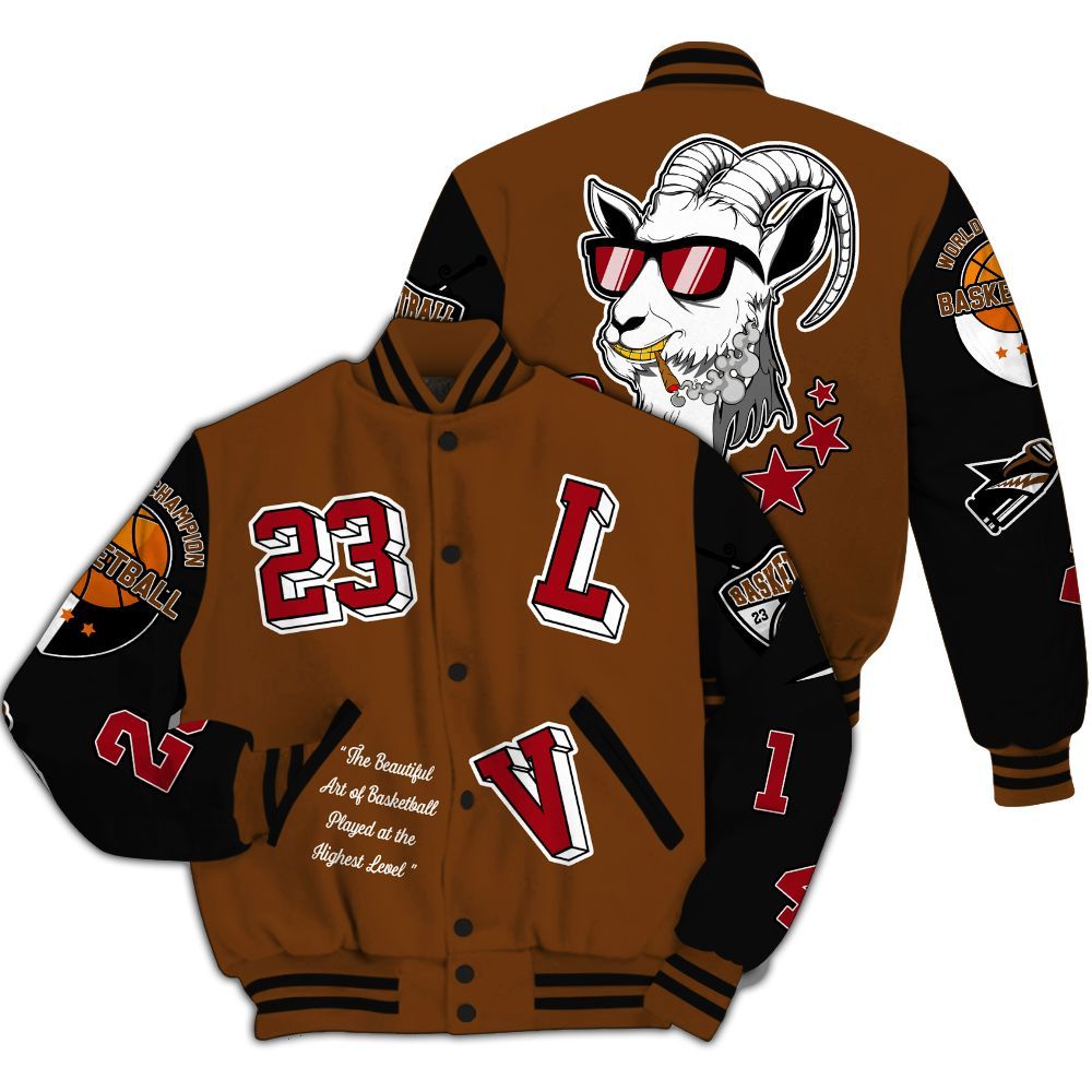 Varsity Jacket To Match Archaeo Brown 5s - The GOAT Got Em Streetwear All Over Print