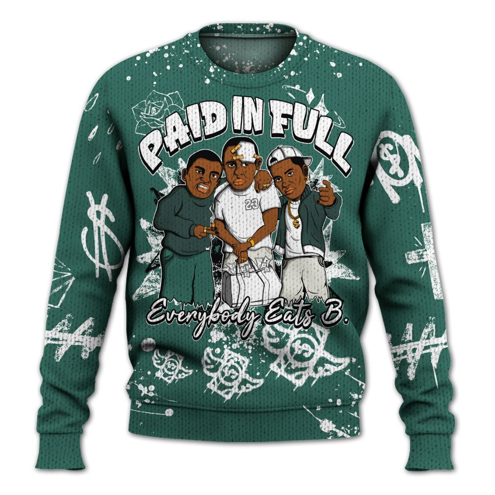 Knitted Sweater To Match RM Oxidized Green 4s - Everybody Paid In Full Crayon