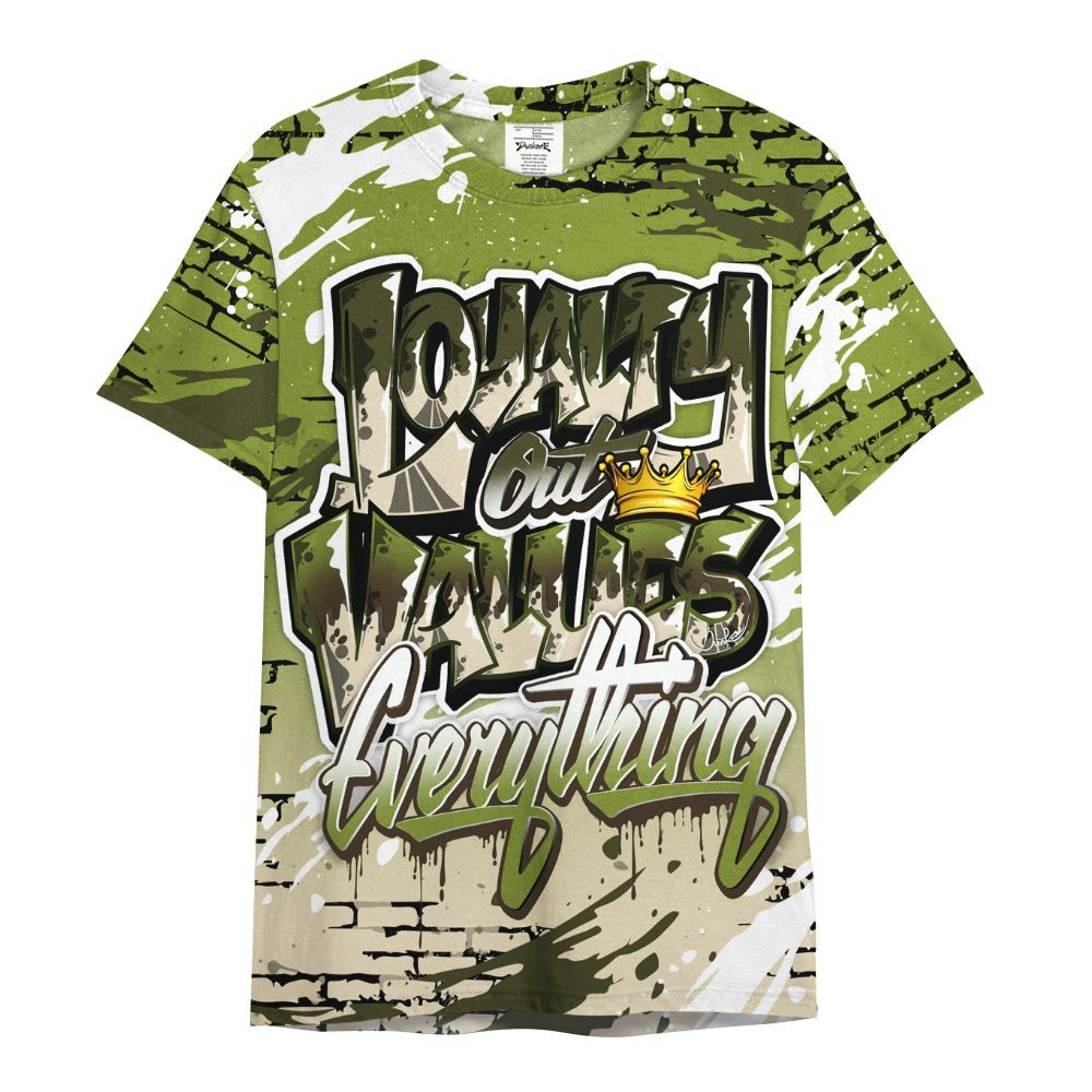 Shirt To Match SB Dunk Low Asparagus - Values Of Loyalty Drip All Over Print
