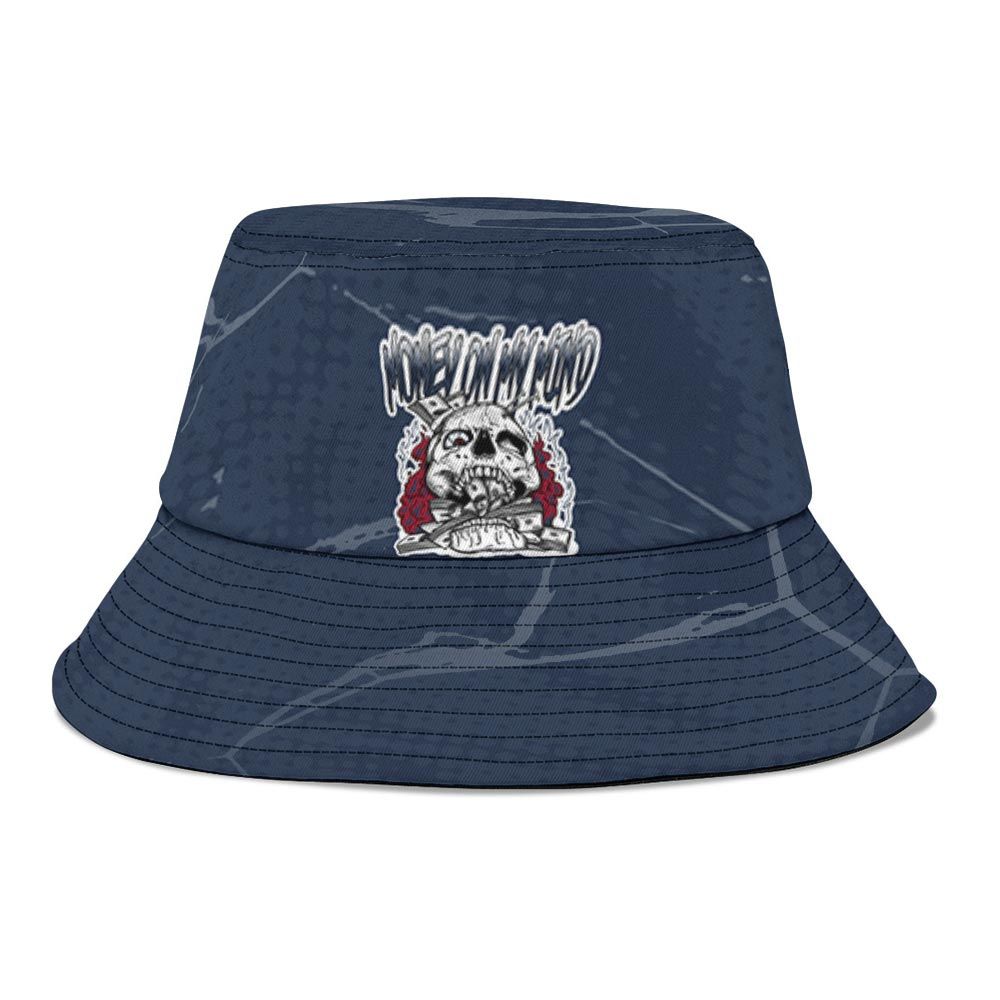 Bucket Hat To Match White Midnight Navy 6s Graphic, MOMM Skeleton