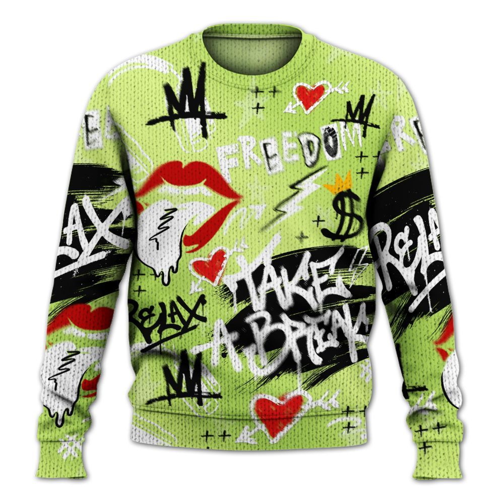 Knitted Sweater To Match Air Max SNDR Volt - Take Break Freedom Graffiti Streetwear