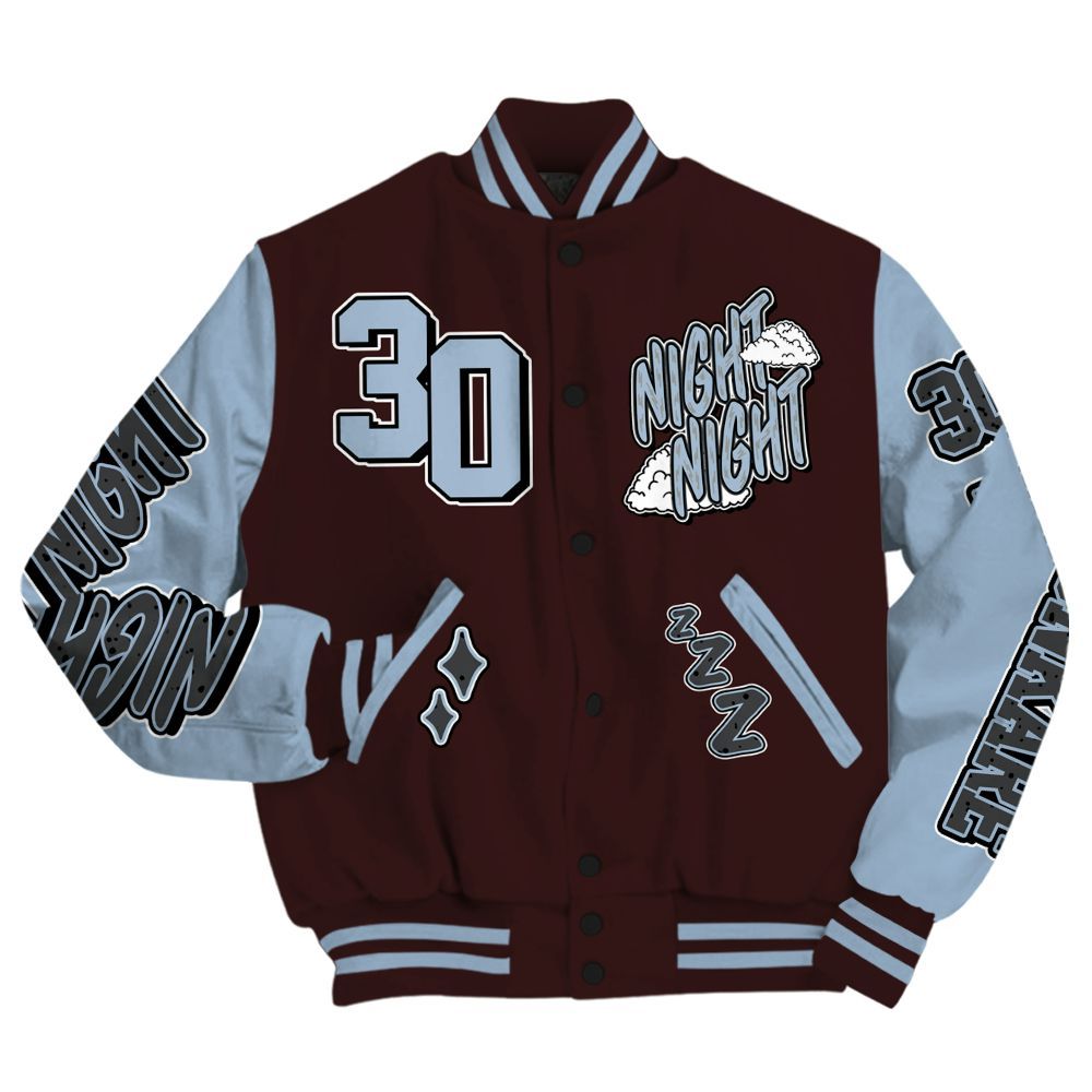 Varsity Jacket To Match Burgundy 5s - Seeya Skeleton All Over Print