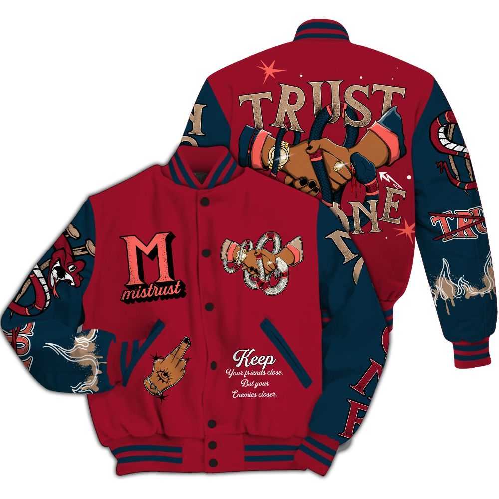 Varsity Jacket To Match Mid Multi Color 2022 1s - Trust No One Snake-Bite Street Style All Over Print