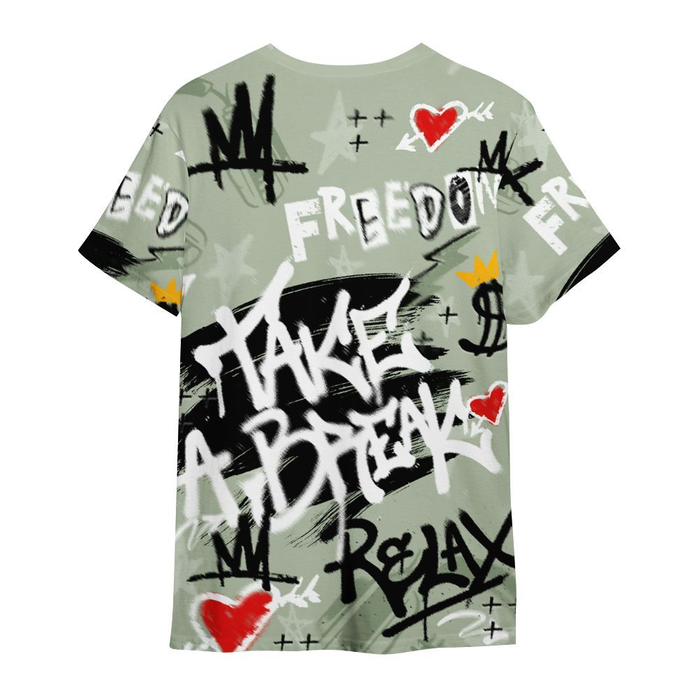 Shirt To Match Seafoam Sail 4s - Take Break Freedom Graffiti Streetwear All Over Print
