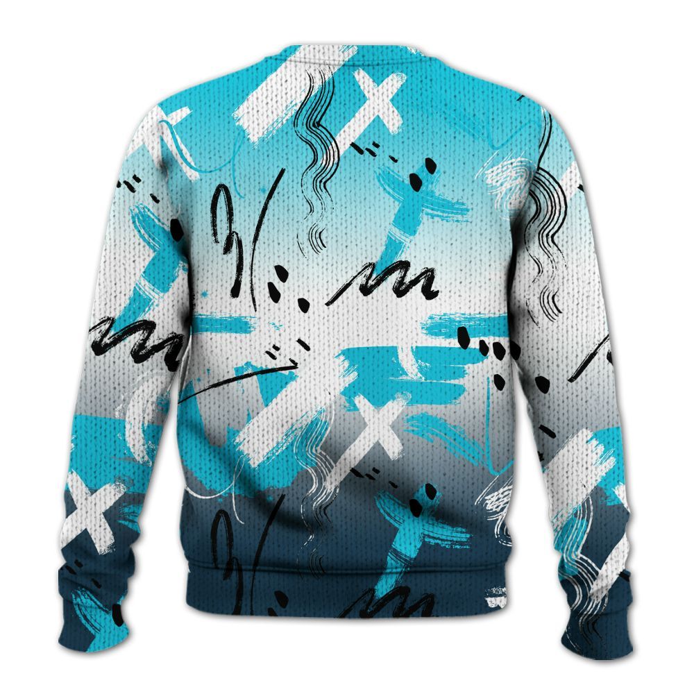 Knitted Sweater To Match Air Navy Baltic Blue - Money Hustle Grind Pray