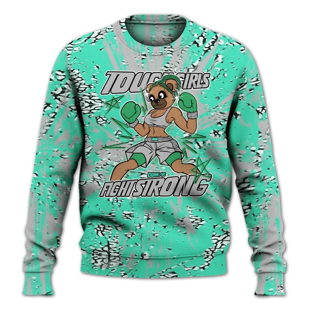 Sweatshirt To Match Black Green Glow 3s - Gritty Girls Bear Luxury All Over Print