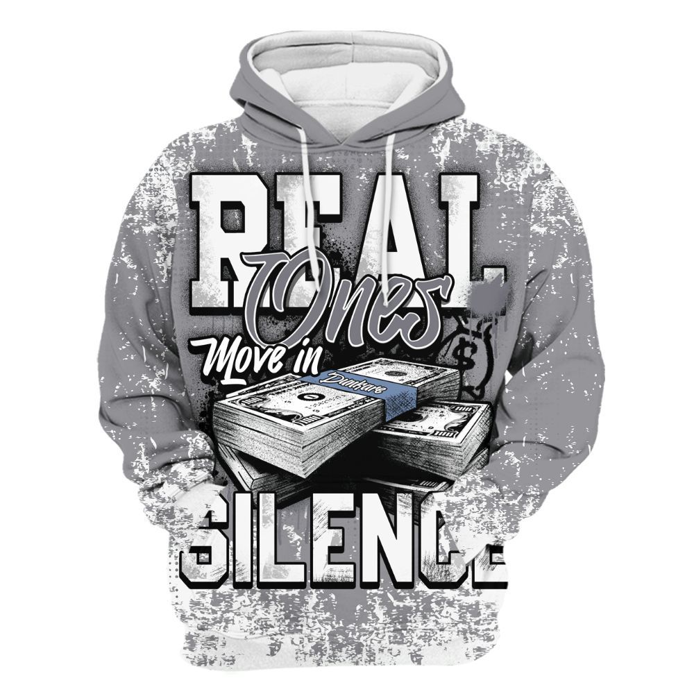 Hoodie To Match Cement Grey 11s - Move In Silence Money Street Retro All Over Print