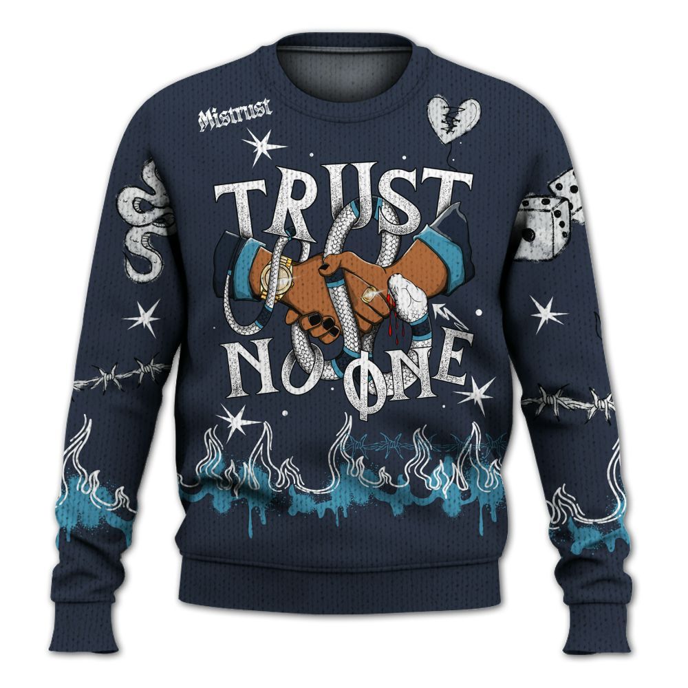 Knitted Sweater To Match Retro Obsidian 13s - Trust No One Snake-Bite Doodle Crayon