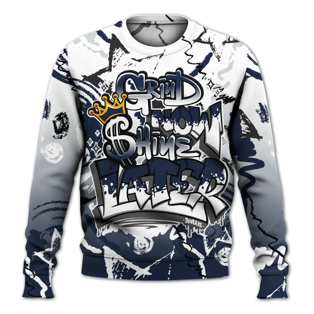 Sweatshirt To Match Dunk Low White Midnight Navy - Grind Shine Later Drip All Over Print