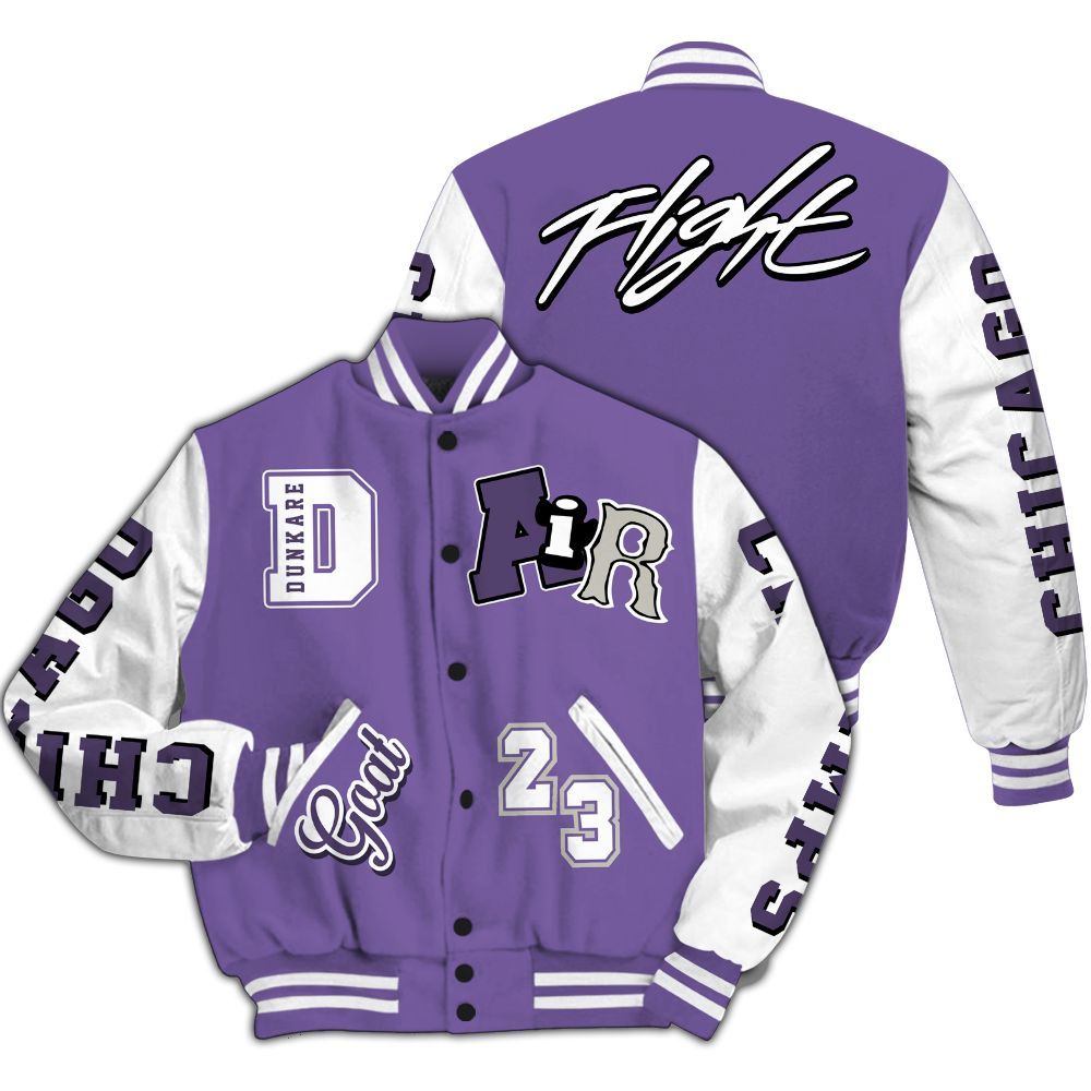 Varsity Jacket To Match Dunk Low Black Raspberry - AIR Number 23 GOAT All Over Print