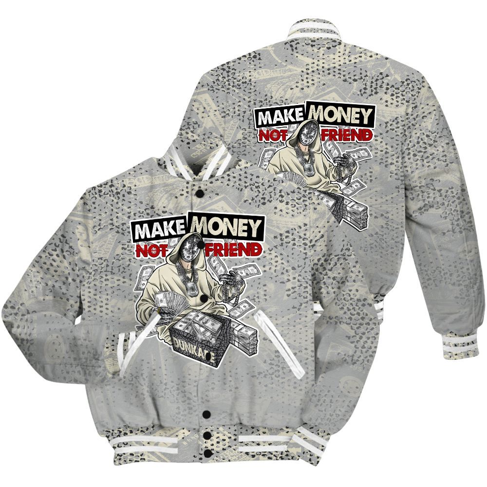 Varsity Jacket To Match Cement Grey 3s Shirt - Make Moneys Unique All Over Print